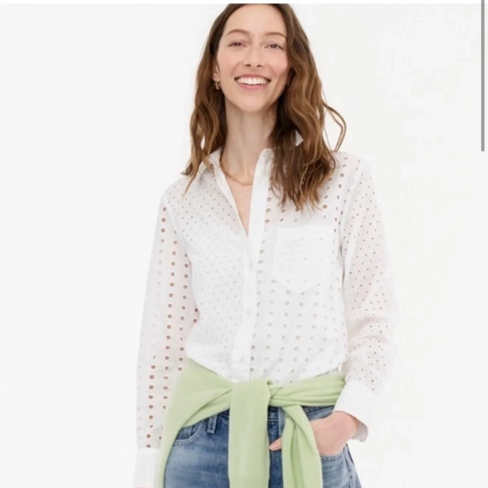 J. Crew NWT❗️Classic-fit shirt in eyelet Item AW837 - Picture 6 of 7
